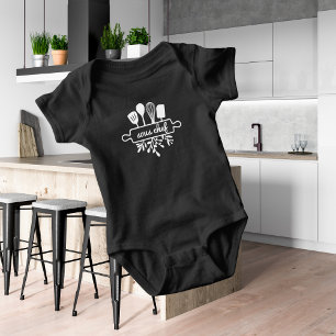 Baby Sous Chef Kitchen Utensil and Greenery T Shirt