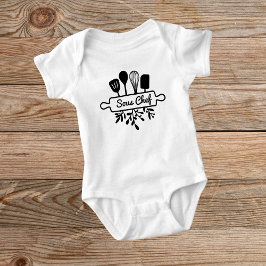 Baby Sous Chef Svart Design för Köksmedhjälpare T Shirt