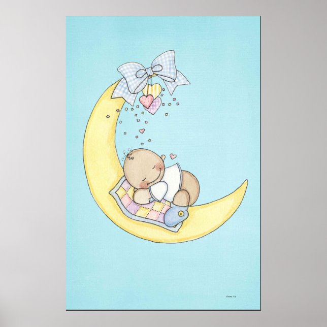 Baby sover på måne poster (Framsidan)