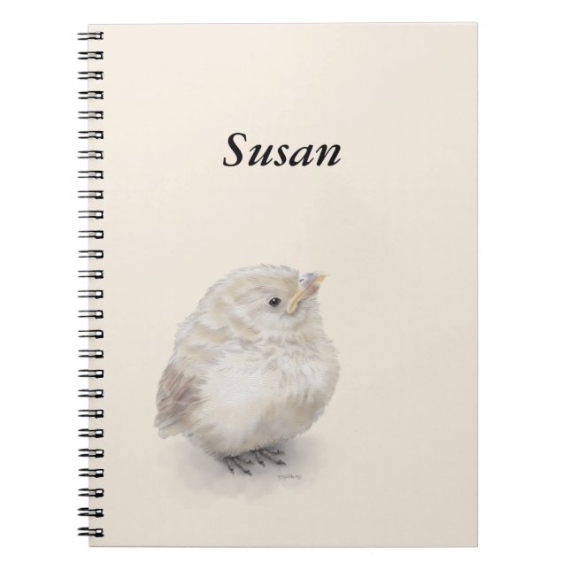 Baby Sparrow Digital Watercolor Anteckningsbok (Framsidan)