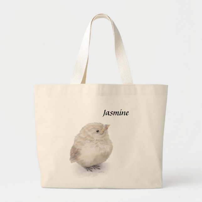 Baby Sparrow Digital Watercolor Jumbo Tygkasse (Framsidan)