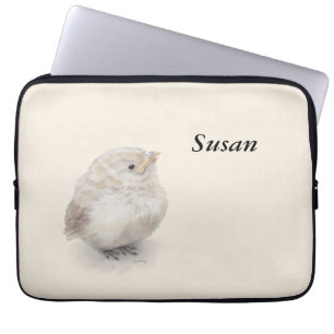 Baby Sparrow Digital Watercolor Laptop Fodral