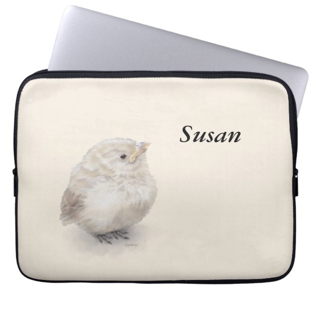 Baby Sparrow Digital Watercolor Laptop Fodral (Framsidan)