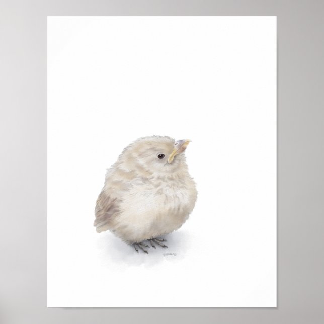 Baby Sparrow Digital Watercolor Poster (Framsidan)
