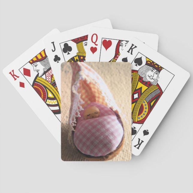 Baby Spipande i en Walnut-Snäcka Casinokort (Baksidan)