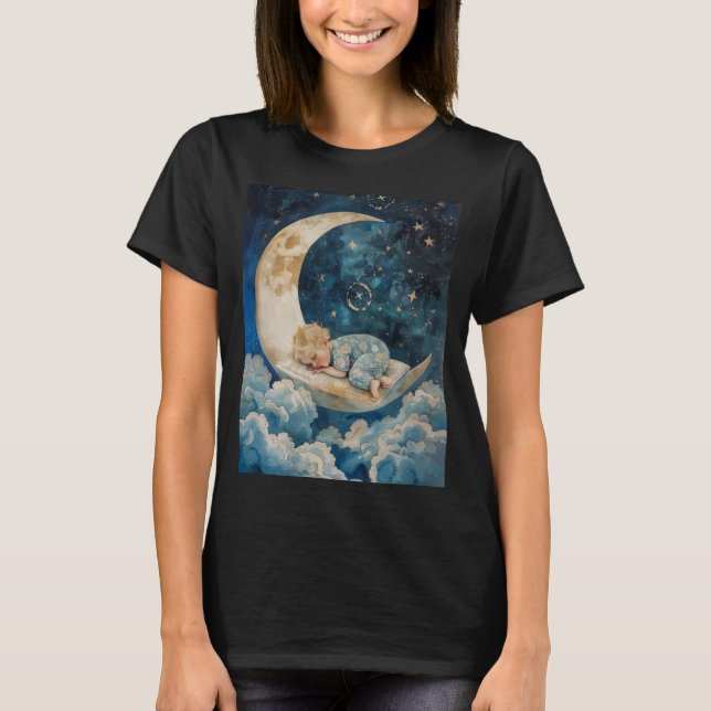 Baby Spipande vid Måne T Shirt (Framsida)