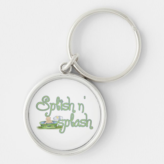 BABY SPLASHER KEYCHAIN RUND SILVERFÄRGAD NYCKELRING (Framsidan)