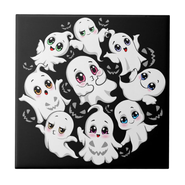 Baby Spöken Spooky Cute Halloween Mood Kakelplatta (Framsidan)