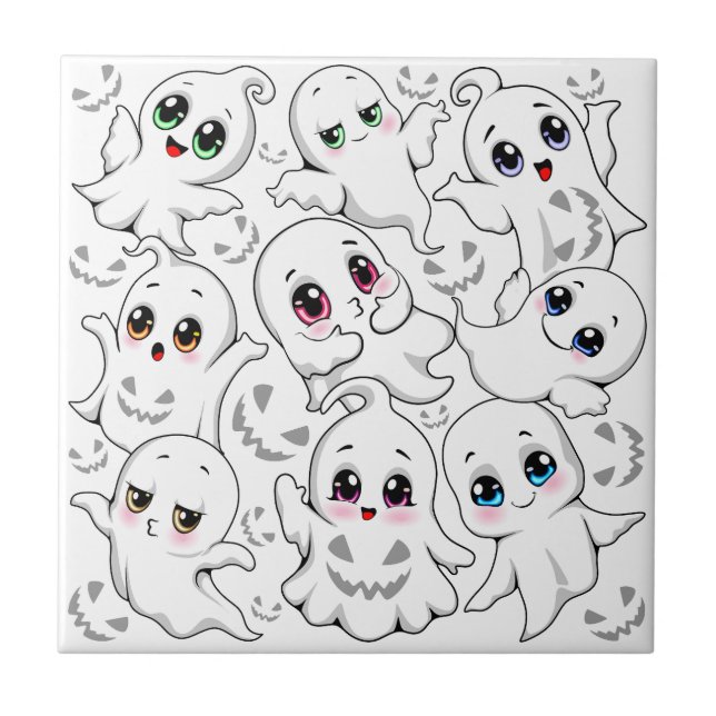 Baby Spöken Spooky Cute Halloween Mood Kakelplatta (Framsidan)