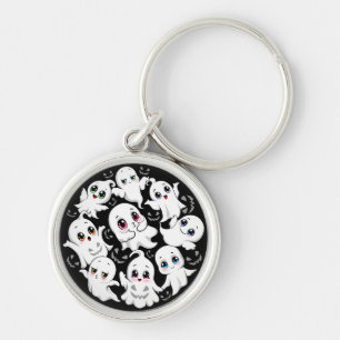 Baby Spöken Spooky Cute Halloween Mood Rund Silverfärgad Nyckelring