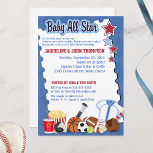 BABY SPORTFANTAST ALL STAR Baby Shower-inbjudan Inbjudningar