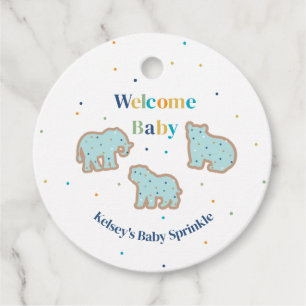 Baby Sprinkle Animal Cookies Boy Shower Gåvor Etiketter