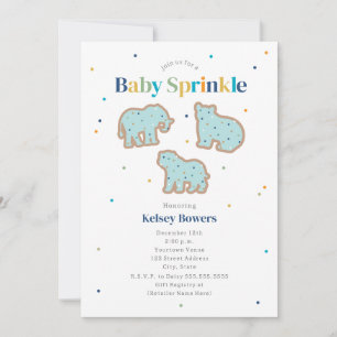 Baby Sprinkle Animal Cookies Boy Shower Inbjudningar