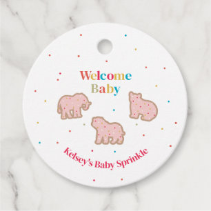 Baby Sprinkle Animal Cookies Girl Shower Gåvor Etiketter
