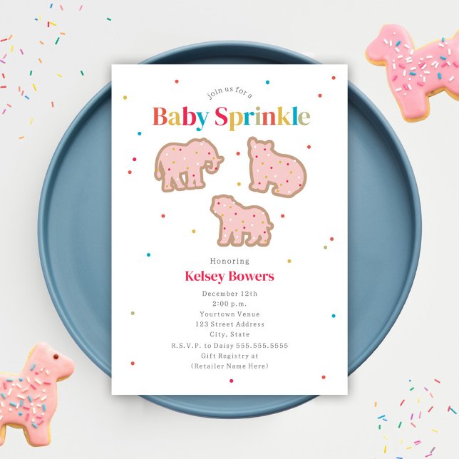 Baby Sprinkle Animal Cookies Girl Shower Inbjudningar (Skapare uppladdad)