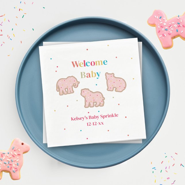 Baby Sprinkle Animal Cookies Girl Shower Pappersservett (Skapare uppladdad)