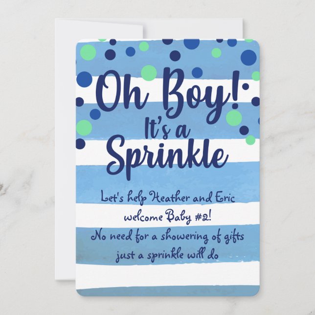 Baby Sprinkle - Baby Pojke inbjudan (Framsida)