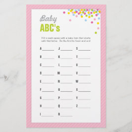 Baby Sprinkle/Baby Shower ABCs Game - Rosa
