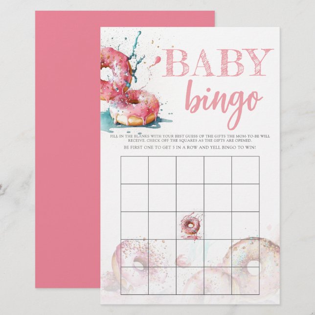 Baby Sprinkle Bingo Baby Bingo Baby Shower Game (Fram/baksida)