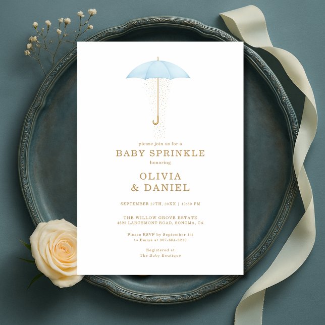 Baby Sprinkle Blå Pojke Bebis Shower Inbjudningar (Skapare uppladdad)