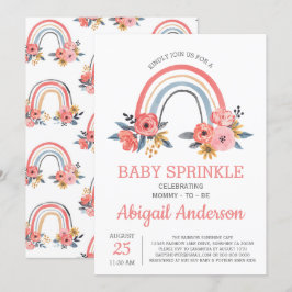 Baby Sprinkle Blommigt  Rosa Rainbow Snyggt Inbjudningar