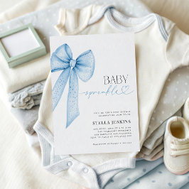 Baby Sprinkle Blue Bow Baby Shower Invitation Inbjudningar