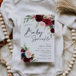 Baby Sprinkle, Boho Burgundy Baby Shower Inbjudningar