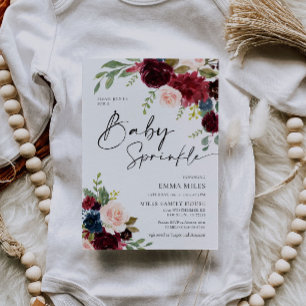 Baby Sprinkle, Boho Burgundy Baby Shower Inbjudningar