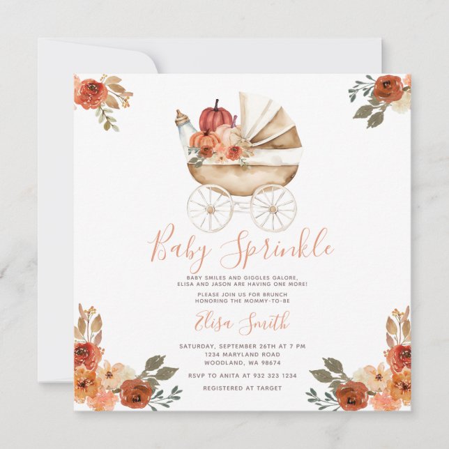 Baby Sprinkle Boho Pumpkin Carriage Baby Shower Inbjudningar (Framsida)