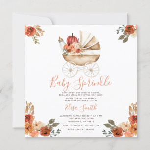 Baby Sprinkle Boho Pumpkin Carriage Baby Shower Inbjudningar