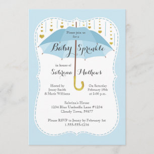 Baby Sprinkle Boy Shower Blue Parbrella-inbjudan Inbjudningar