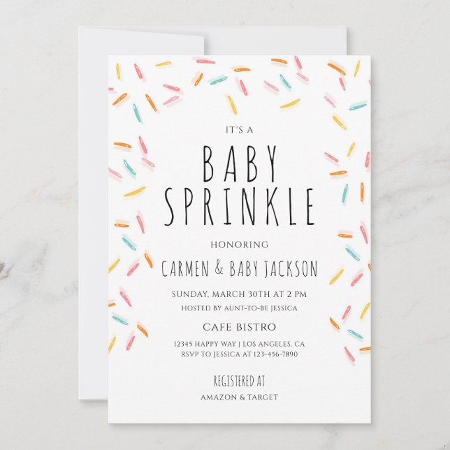 Baby Sprinkle Bröllopsdusch Inbjudningar (Framsida)