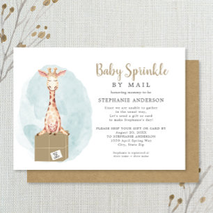 Baby Sprinkle by Mail - neutralt giraffe + box Inbjudningar