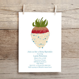 Baby Sprinkle Chocolate Strawberry Boy Shower Inbjudningar