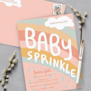 BABY SPRINKLE Cute Clouds Rainbow Rain Anpassnings Inbjudan Vykort