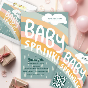 BABY SPRINKLE Cute Clouds Rainbow Rain Anpassnings Inbjudan Vykort