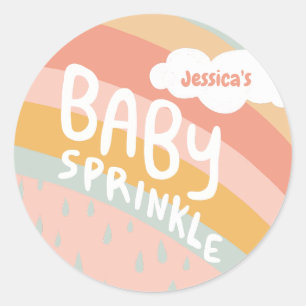 BABY SPRINKLE Cute Clouds Rainbow Rain Anpassnings Runt Klistermärke