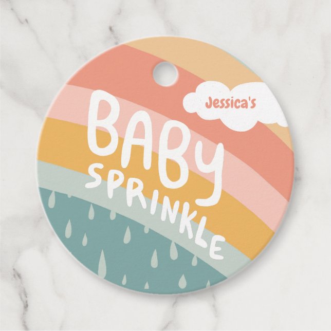 BABY SPRINKLE Cute Clouds Rainbow TACK Anpassnings Gåvor Etiketter (Framsida)