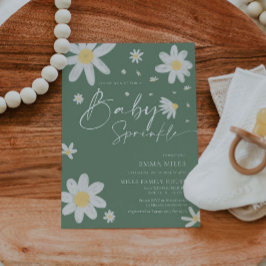 Baby Sprinkle, Daisy Sage Grönt Babydusch Inbjudningar