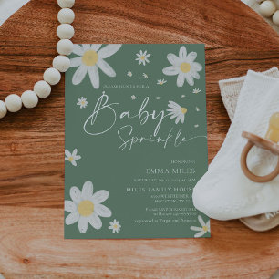 Baby Sprinkle, Daisy Sage Grönt Babydusch Inbjudningar