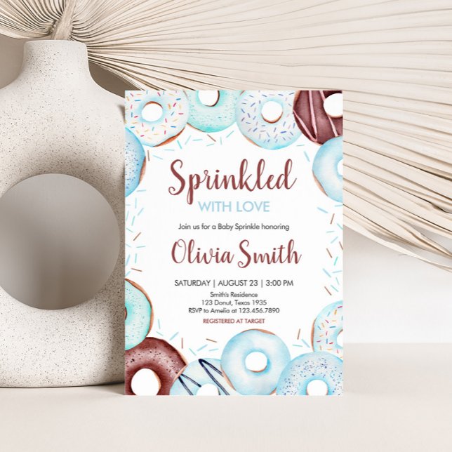 Baby Sprinkle Donuts Baby Shower Inbjudningar (Donuts Sprinkled with Love Baby Shower Invitation)