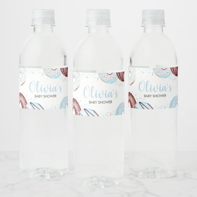 Baby Sprinkle Donuts Baby Shower Vattenflaskor Etikett (Flaskor)