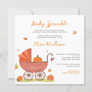 Baby Sprinkle Fall Pumpkin Carriage Baby Shower Inbjudningar