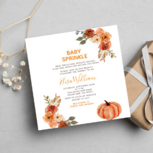 Baby Sprinkle Fall Pumpkin Wildblomma Baby Shower Inbjudningar