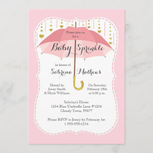 Baby Sprinkle Girl Shower Rosa Parbrella-inbjudan Inbjudningar
