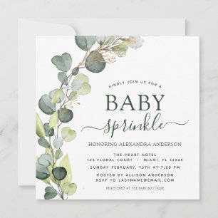 Baby Sprinkle Greenery Eucalyptus Succulent Inbjudningar