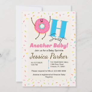 Baby Sprinkle-inbjudan Anpassningsbar Donut-kort Inbjudningar