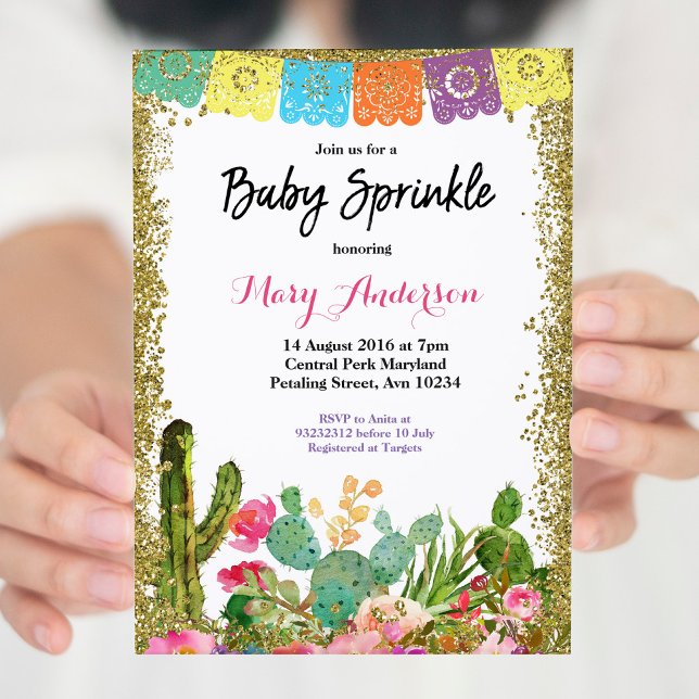 Baby Sprinkle-inbjudan Cactus Fiesta Inbjudningar (Skapare uppladdad)