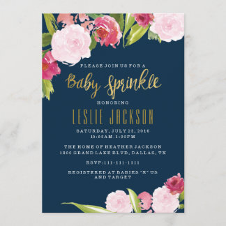 Baby Sprinkle-inbjudan flottan och Guld Inbjudningar