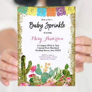 Baby Sprinkle Inbjudan Kaktus Fiesta